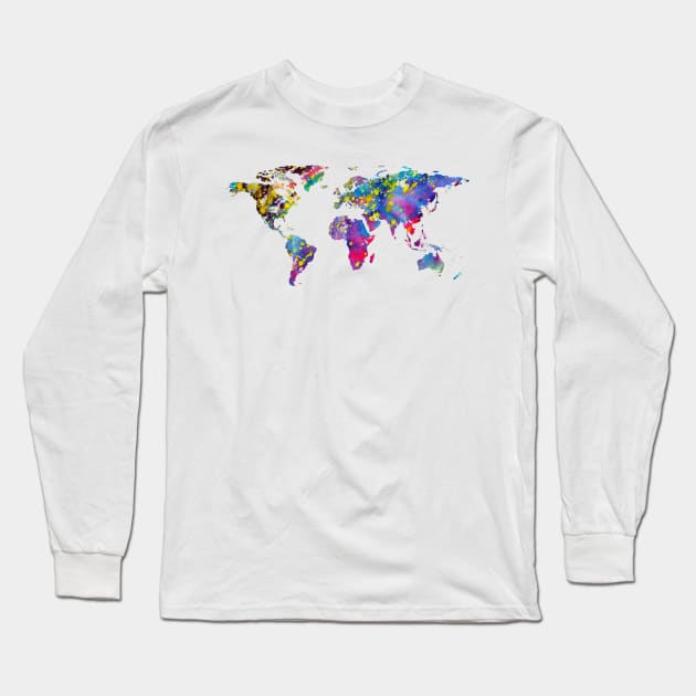 World map Long Sleeve T-Shirt by erzebeth